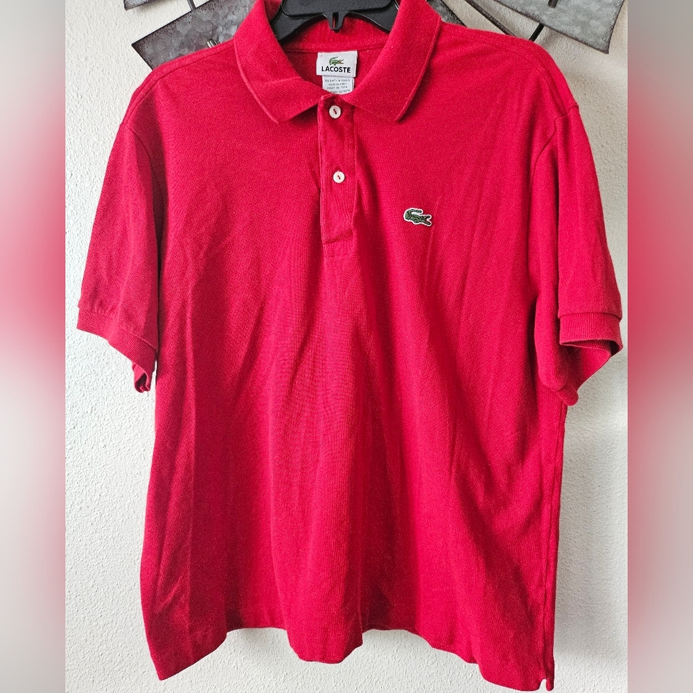 La Coste Men's Red Alligator Logo Polo 6 Button Soccer Europe France Classic 6